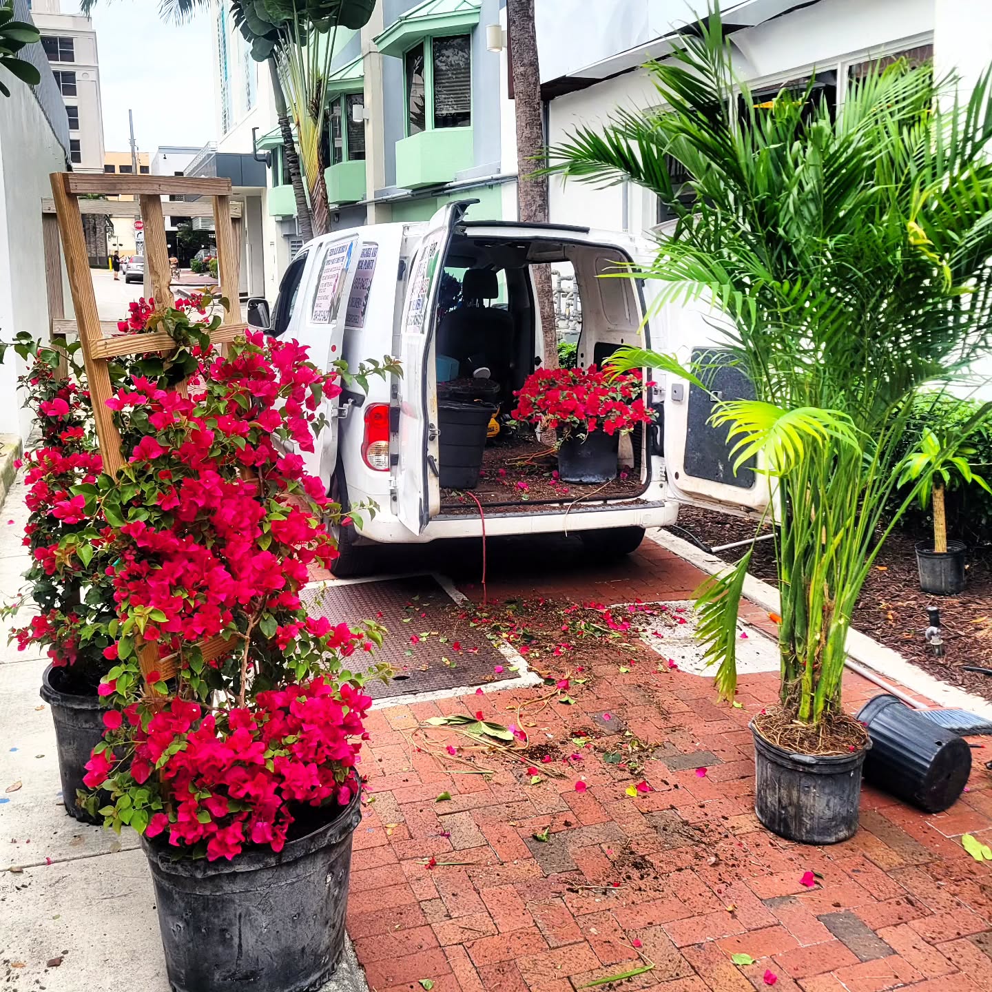 Plant delivery van loaded for service